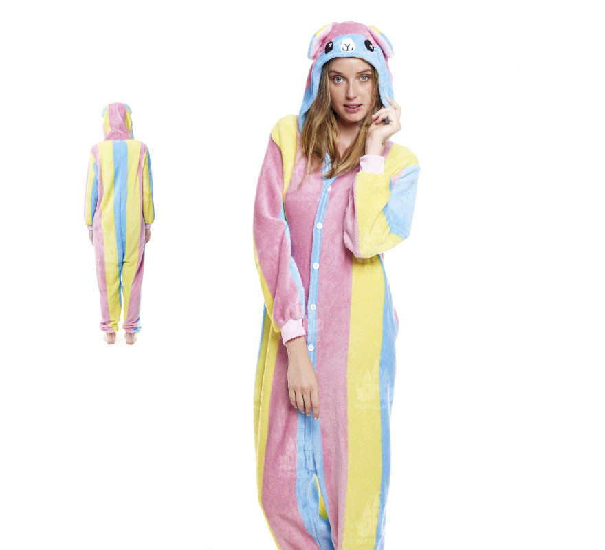 Multicolor Llama Pajama Costume for Adults