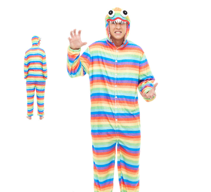 Fato de pijama de monstro arco-íris para homens