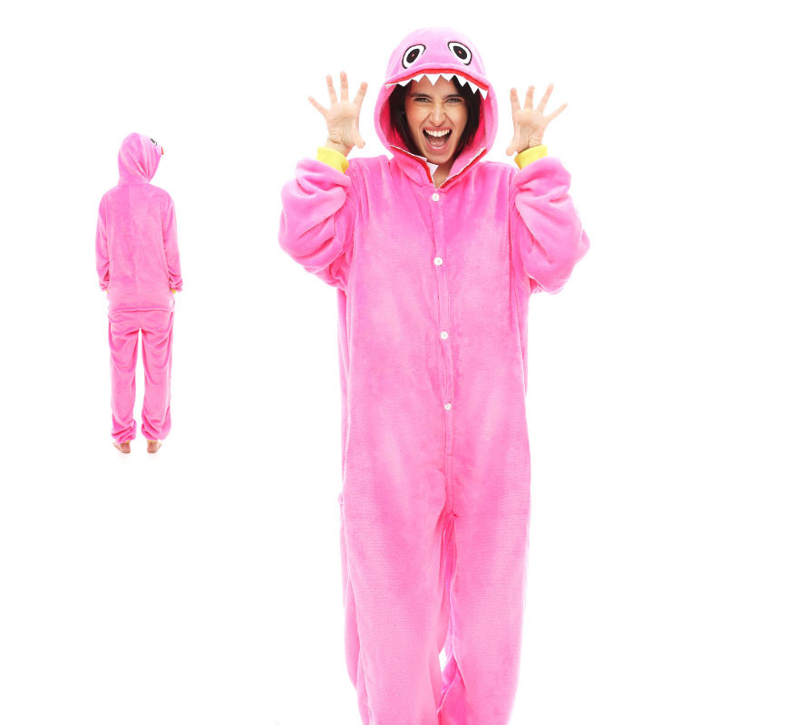 Fato de pijama de monstro rosa para mulheres