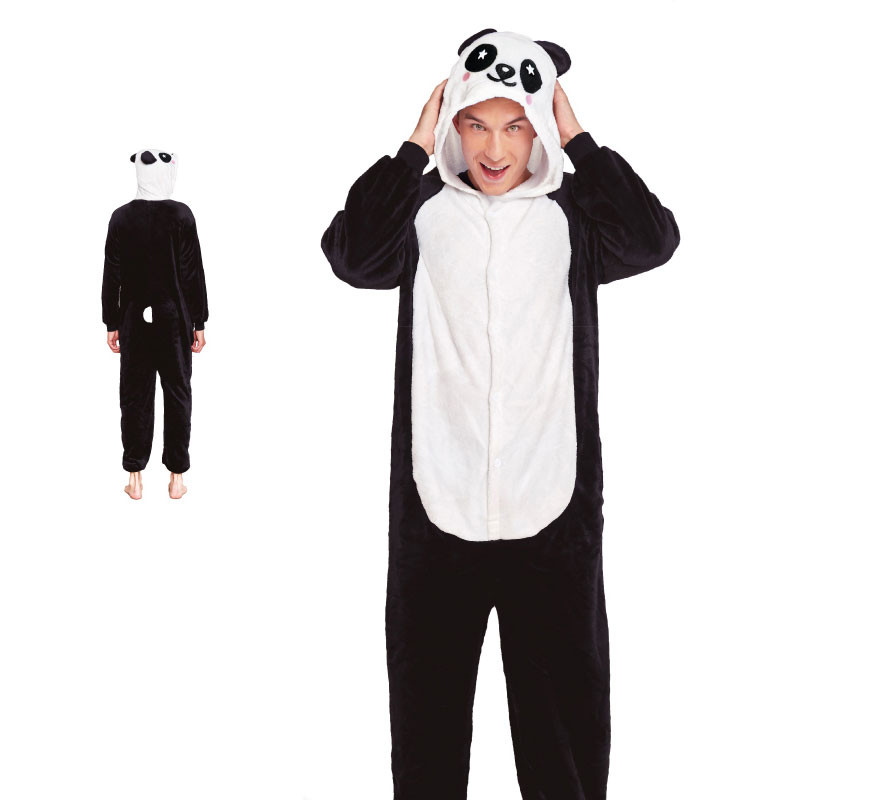 Black and white Panda Bear Pajama Costume for adults