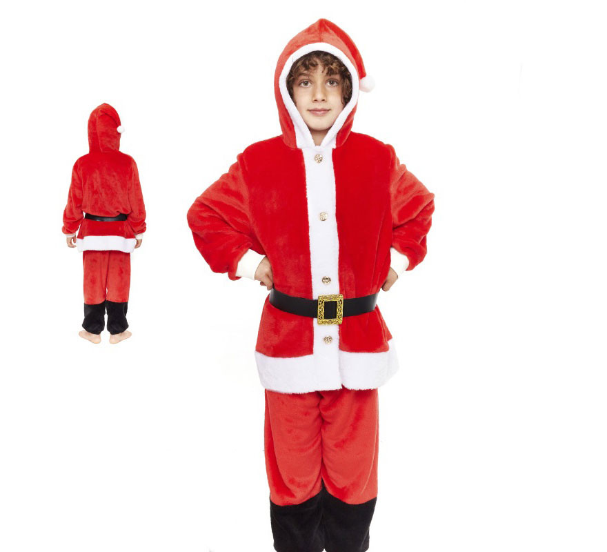 Fato clássico de pijama de Papai Noel vermelho para criança