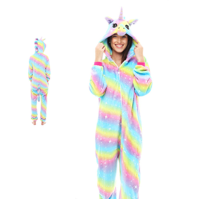 Rainbow Unicorn Pajama Costume for Adults