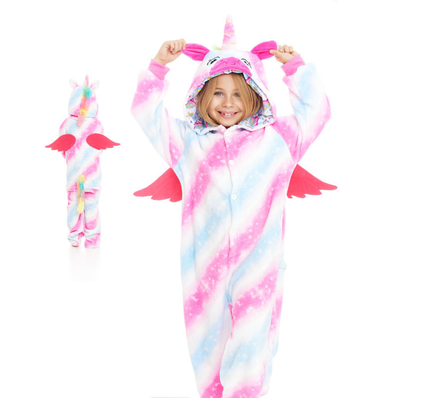 Fato de pijama de unicórnio Uri com capuz e asas para menina