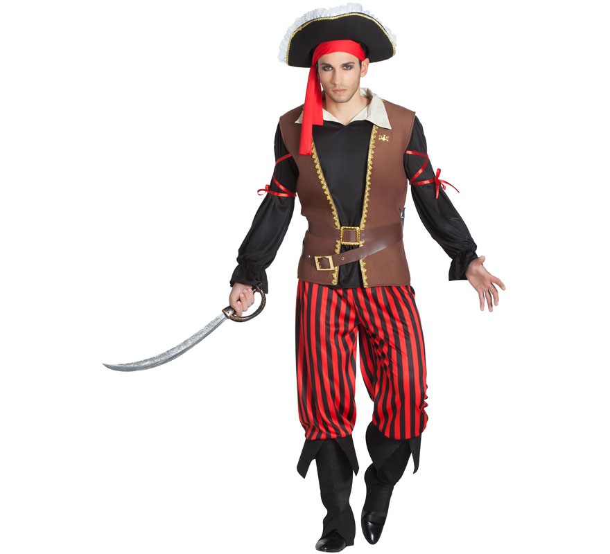 Men's Striped Pirate Costume
