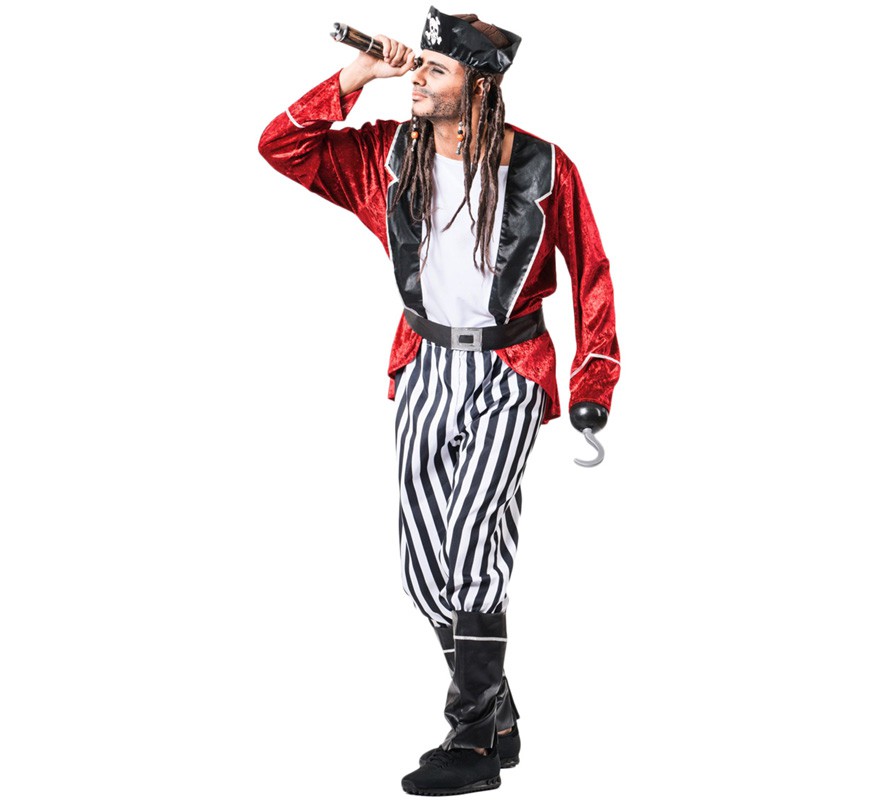 Fato de pirata às riscas para homem