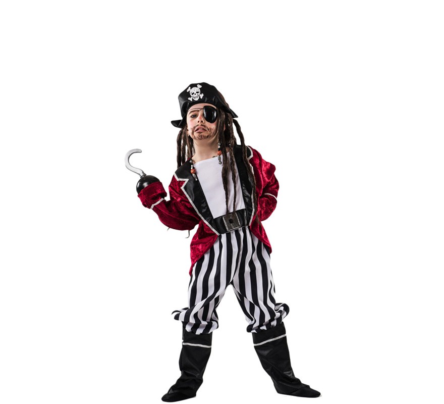 Fato de pirata infantil listrado