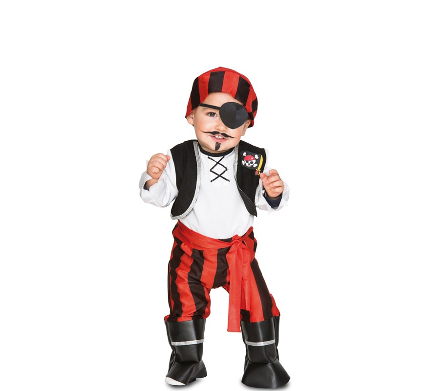 Fato de pirata às riscas para criança e bebé