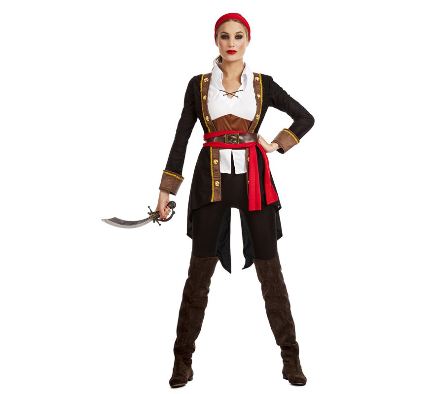 Fato de pirata Casaca preto para mulher