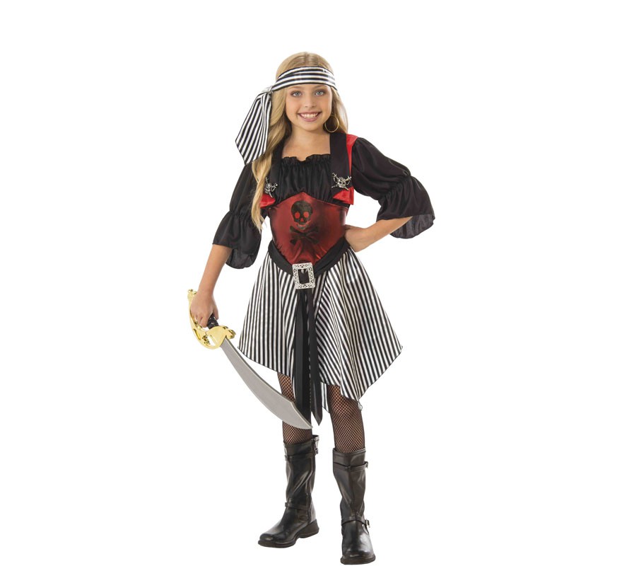 Pirate Costume with Skulls for Girl