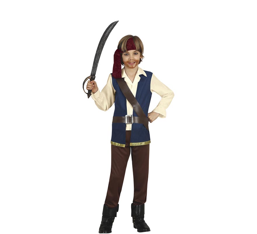 Fato de pirata com colete azul para menino