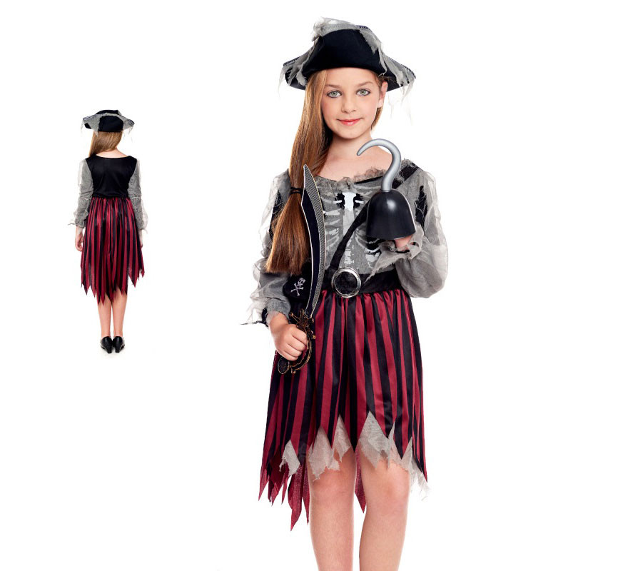 Striped Ghost Pirate Costume for Girls Striped Ghost Pirate Costume for Girls