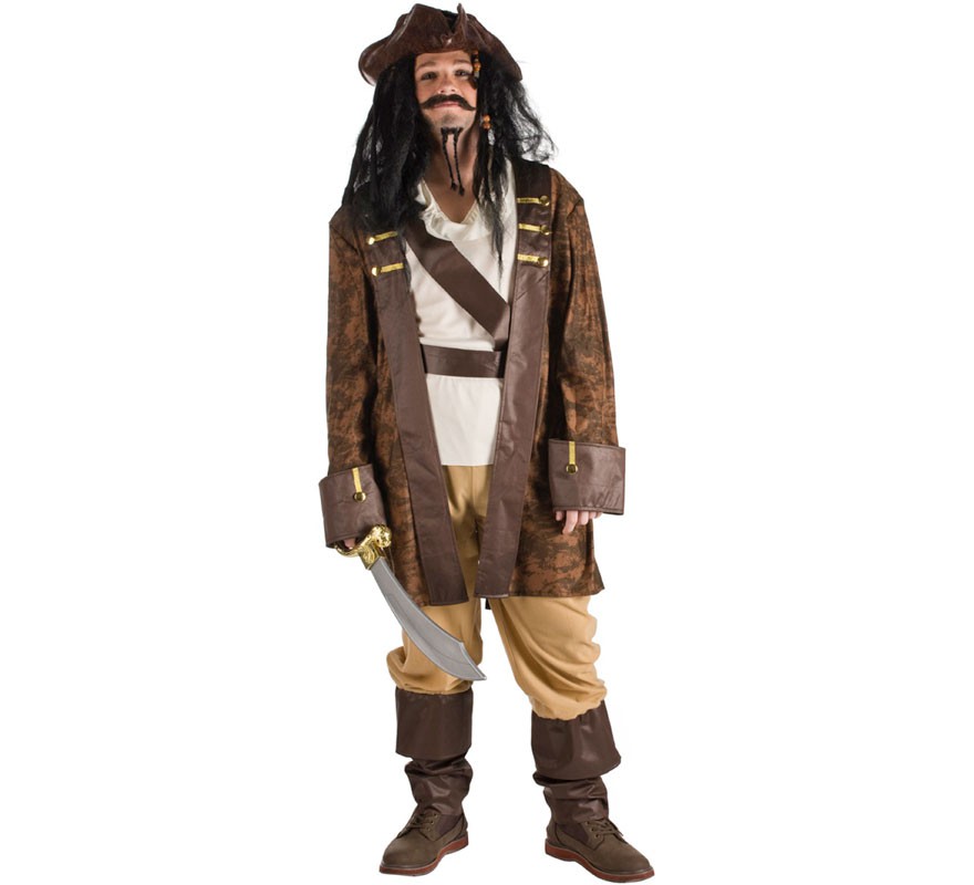 Fato de pirata marrom para homem Fato de pirata marrom para homem
