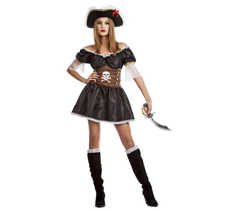 Fato de pirata preto para mulher