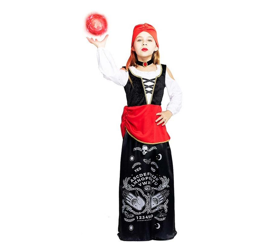 Fato de Pitonisa com turbante vermelho para menina e adolescente