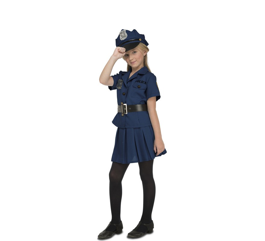 Fato de polícia local para menina