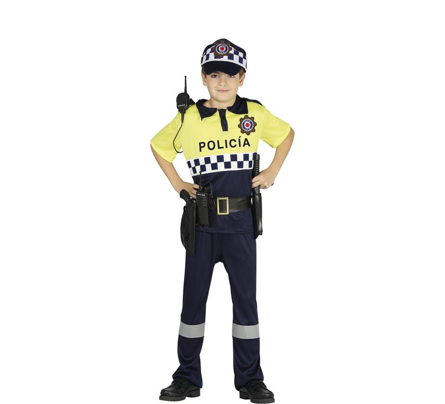 Fato de polícia local para criança