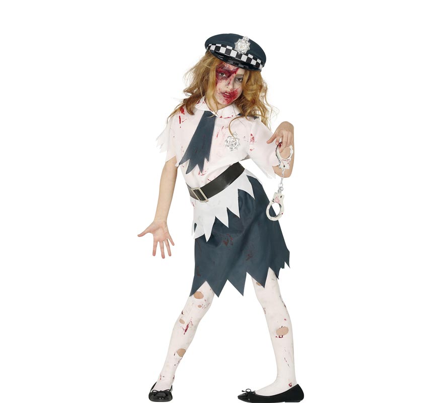 Fato de polícia zumbi para menina