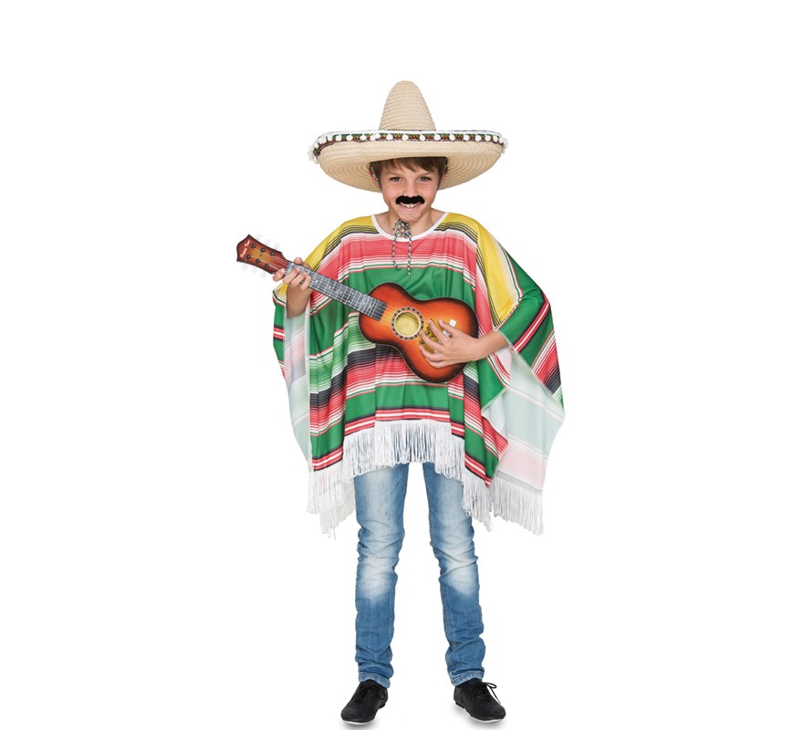 Fato de poncho mexicano listrado para criança