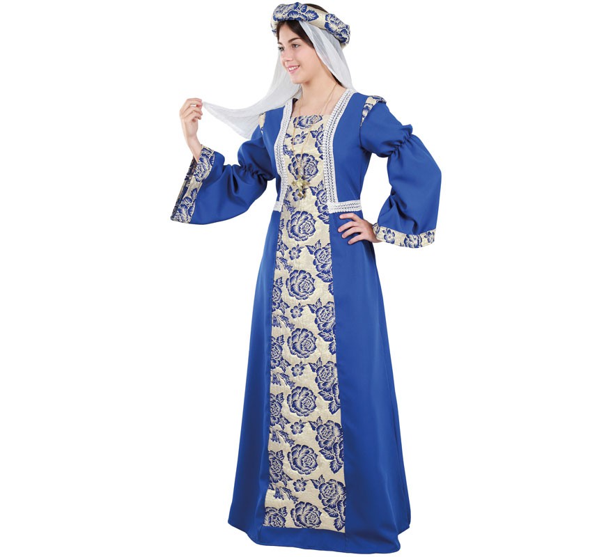 Fato de princesa medieval azul para mulher