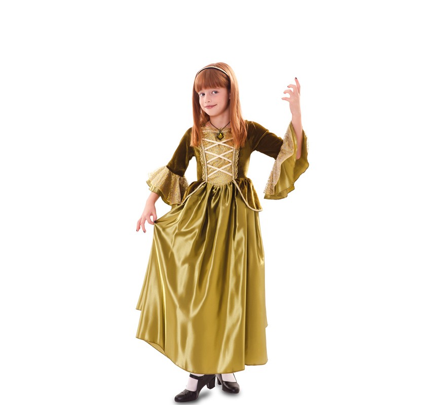 Fato de princesa medieval verde para menina Fato de princesa medieval verde para menina