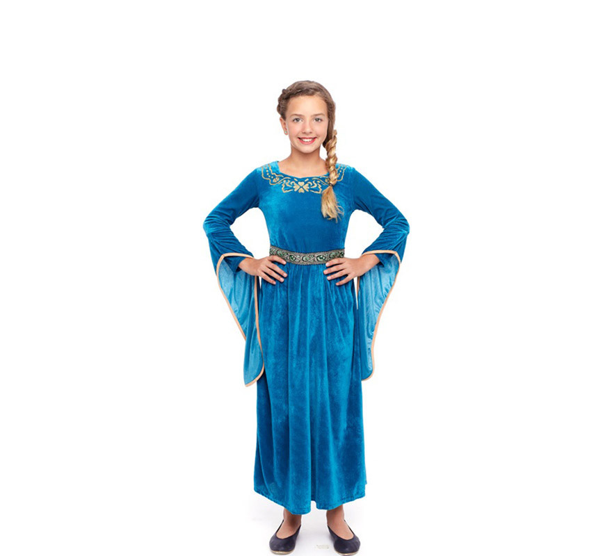 Fato de Viking azul ou princesa medieval para menina