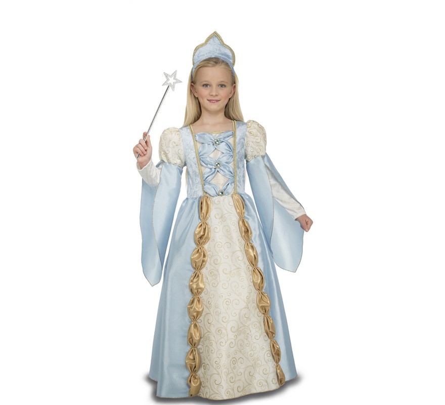 Fato de rainha medieval azul para menina