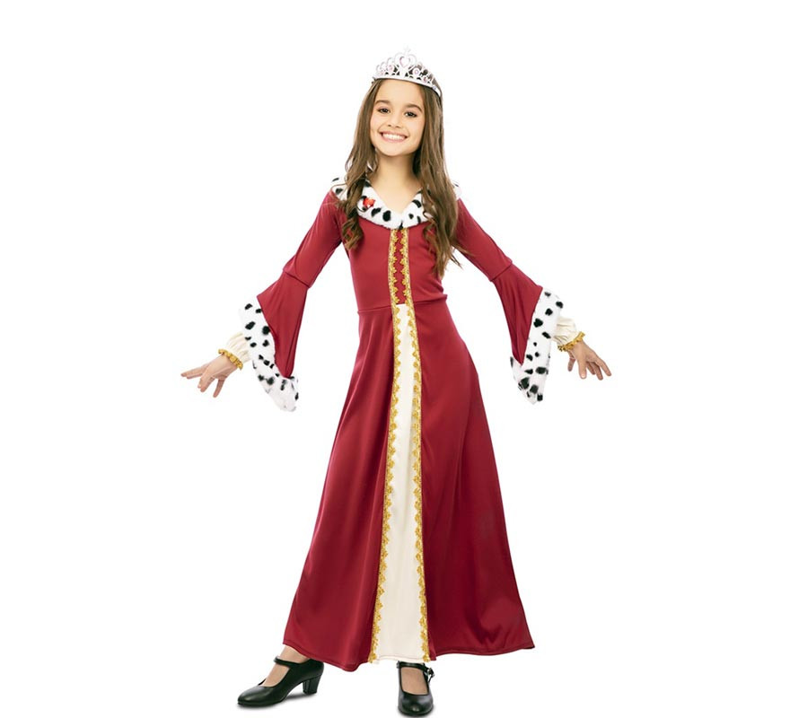 Fato de rainha medieval com estampado deluxe para menina