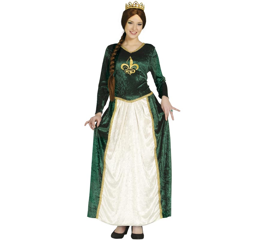 Fato de rainha medieval verde para mulher
