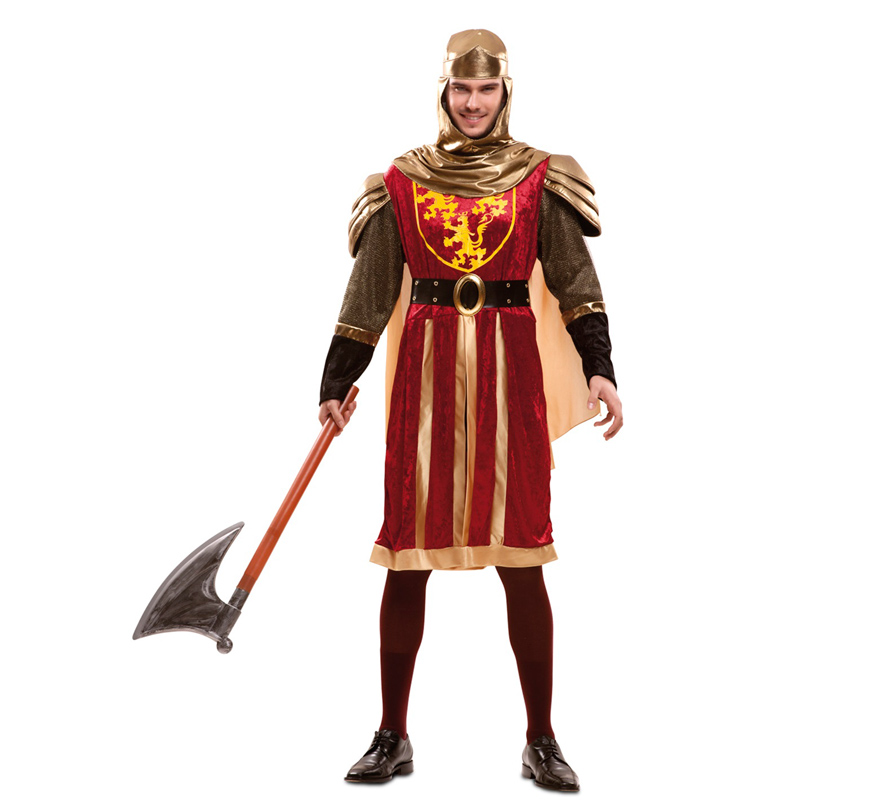 Medieval red crusader king costume for men
