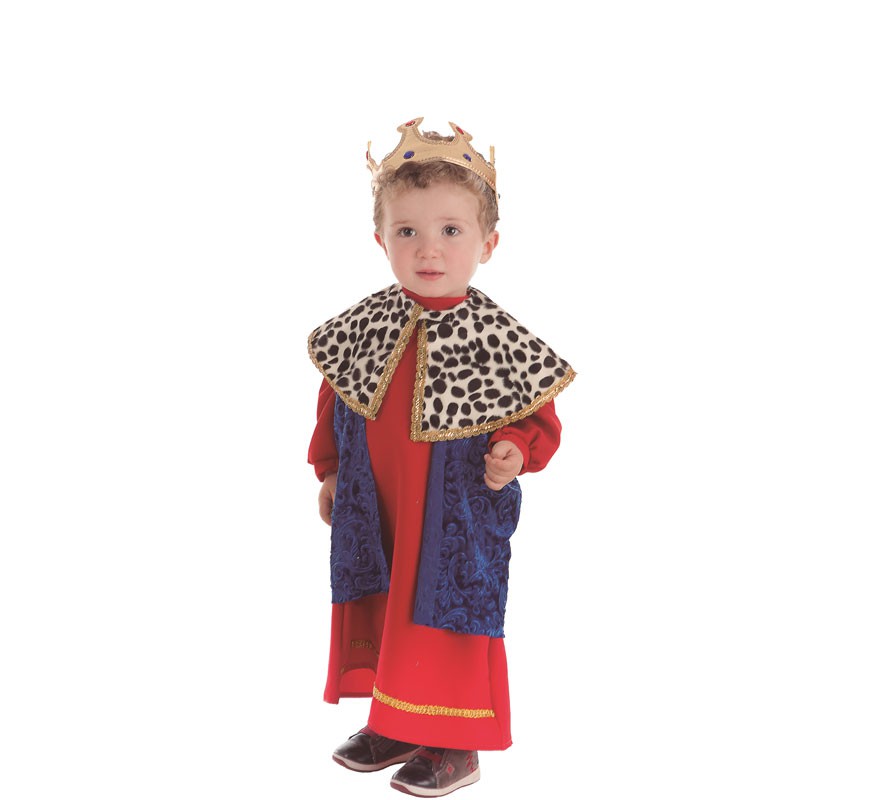 Fato de rei mágico vermelho e azul para bebê