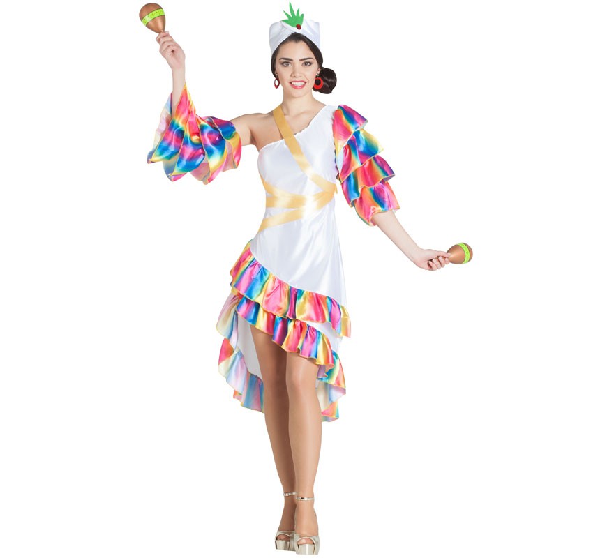 Fato de Rumbera Blanca para mulher Fato de Rumbera Blanca para mulher