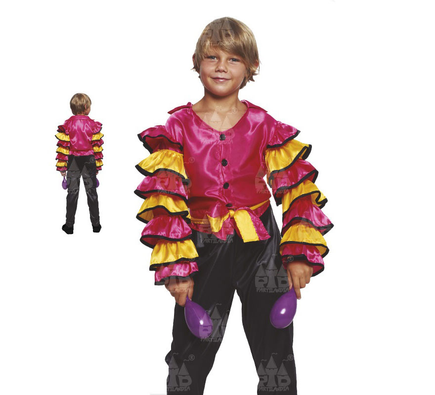 Fuchsia Rumbero costume with ruffles for children