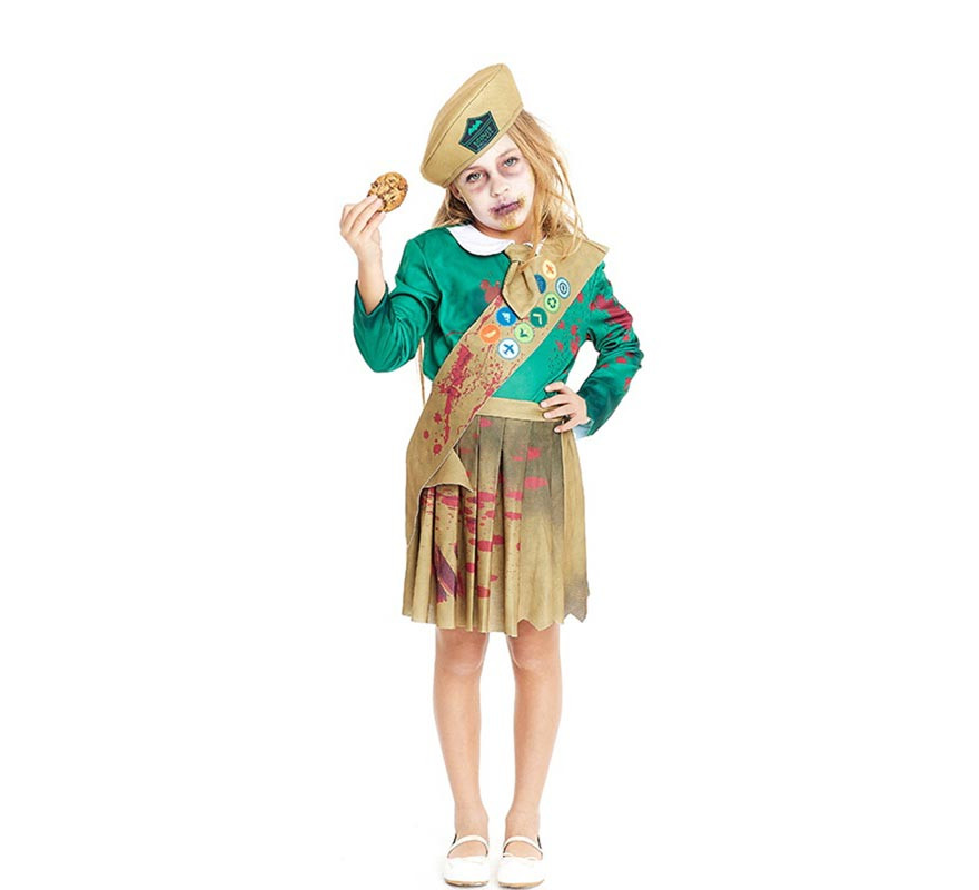 Fato de Zombie Scout verde e castanho para menina e adolescente