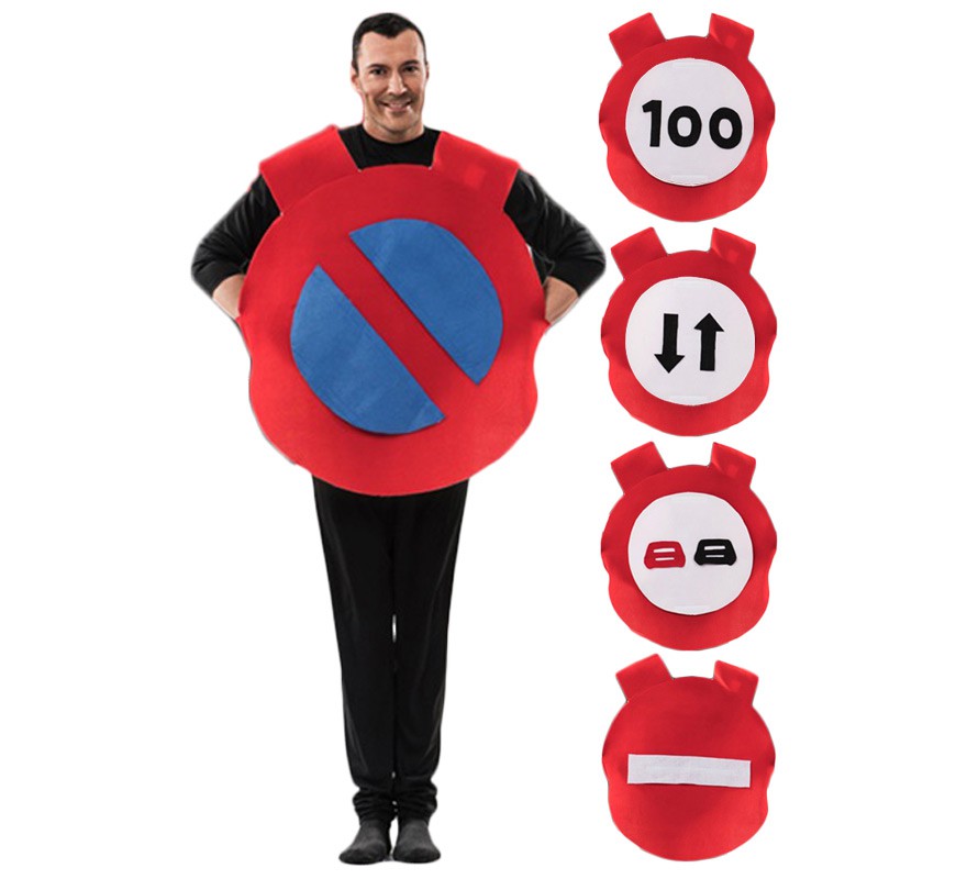 Fato de sinal de trânsito adulto 5 em 1