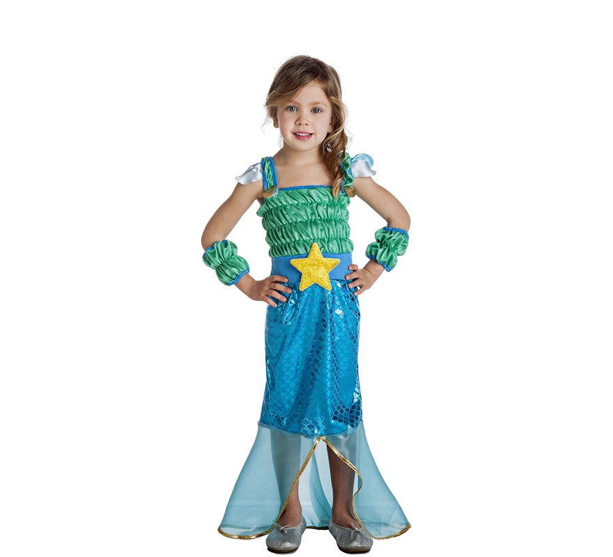 Fato de sereia com estrela para menina e bebé