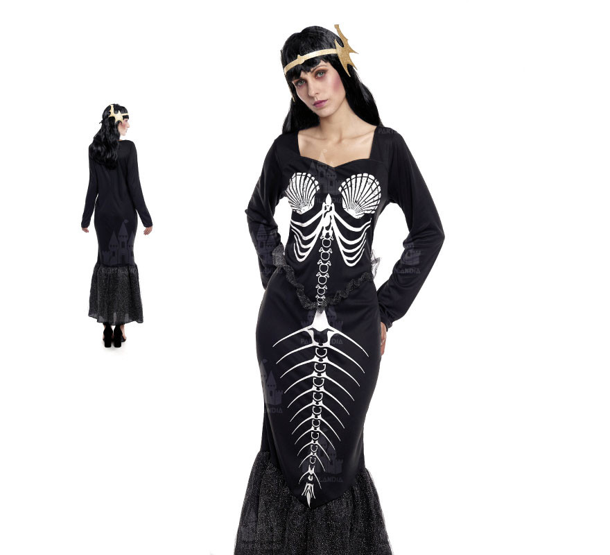 Fato de sereia esqueleto preto para mulher Fato de sereia esqueleto preto para mulher
