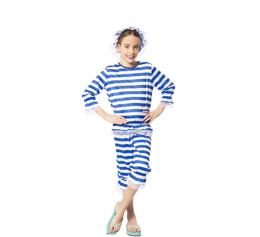 Blue 1920s Retro Miss Bather Costume for Girl