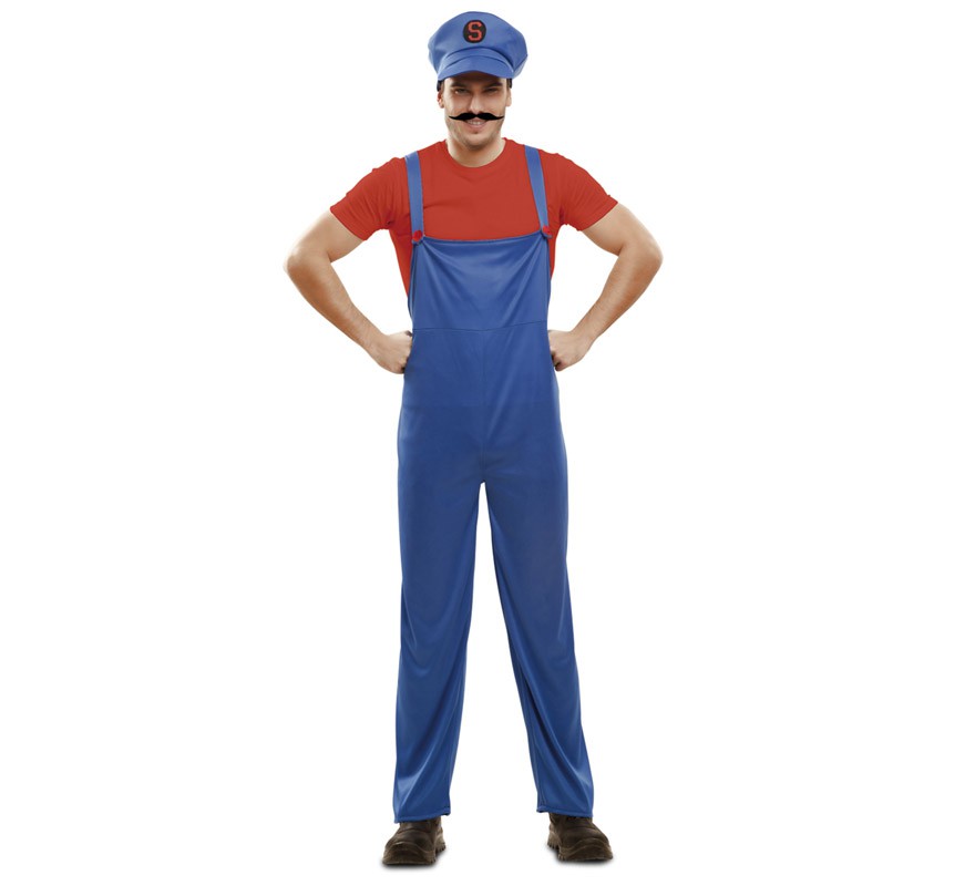 Red Super Plumber costume for men Red Super Plumber costume for men
