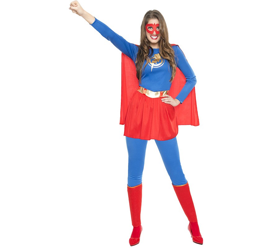Blue and Red Super Heroine Costume for Women