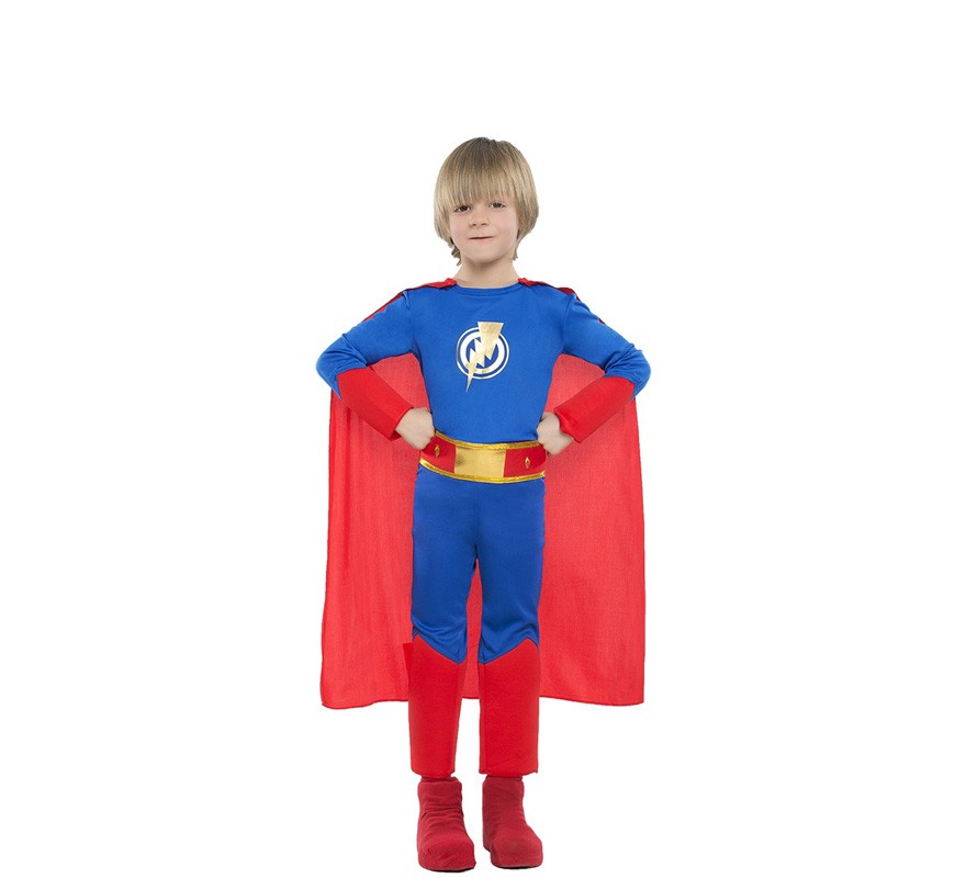 Fato de super-herói azul e vermelho para menino Fato de super-herói azul e vermelho para menino