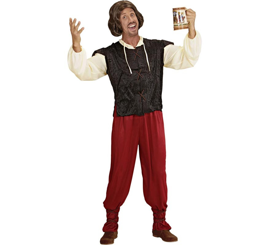 Black and red innkeeper costume for men