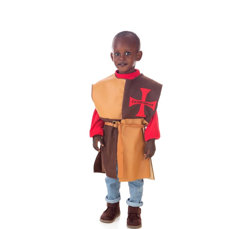 Brown and red long Medieval Tunic costume for children Brown and red long Medieval Tunic costume for children