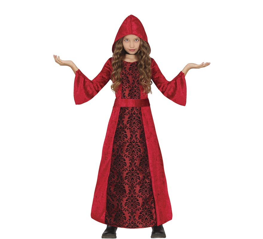 Fato de vampira com capuz vermelho para menina