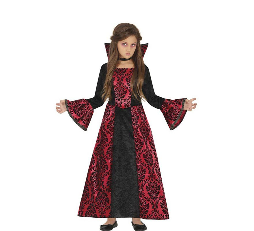 Fato de vampiro gótico vermelho para menina