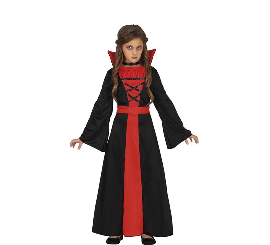 Elegant red and black vampire costume for girls
