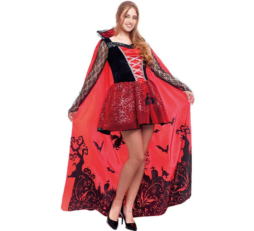 Fato de vampiro impressa de luxo para mulheres