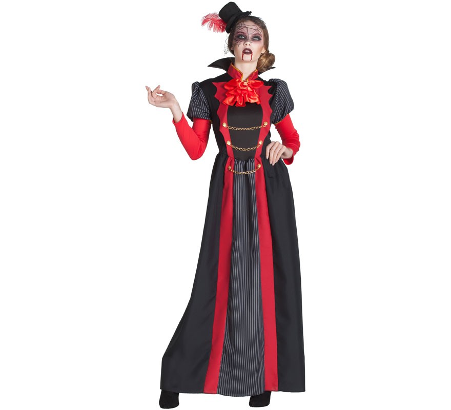 Fato de vampiro vitoriano vermelho