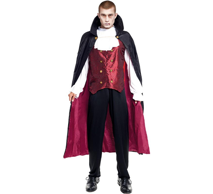 Fato clássica de vampiro com capa longa para homens