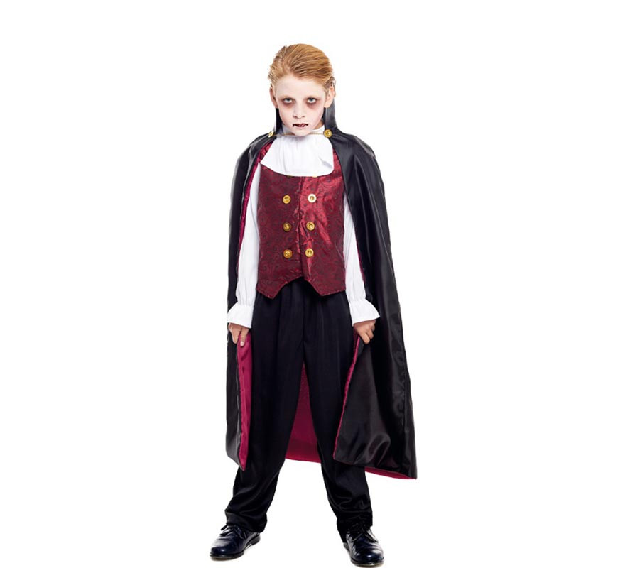 Fato clássica de vampiro com capa longa para meninos
