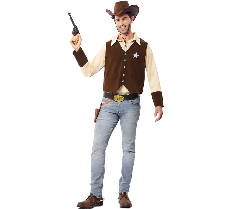 Brown Cowboy Sheriff Costume for Men